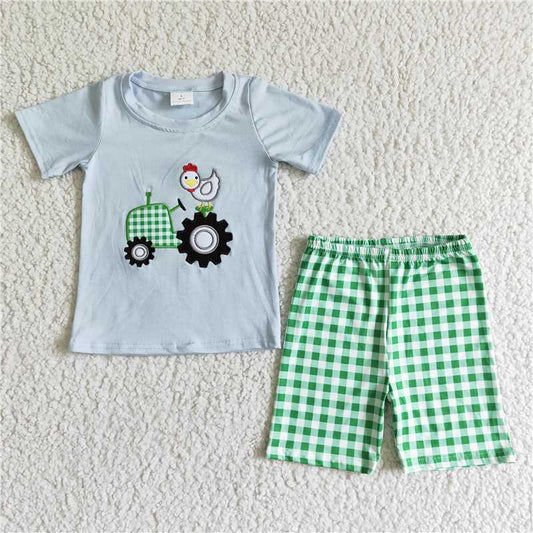 BSSO0031 Baby boy farm chicken shorts sets