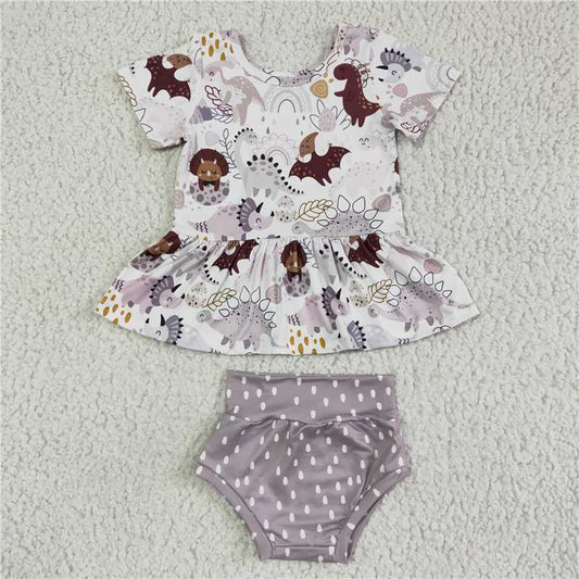 GBO0031  Baby girls dinosaur bummie summer sets