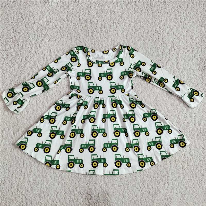 10.4 RTS NO MOQ（In stock） G2-24= Baby Girls Winter Dress Green long-sleeved dress