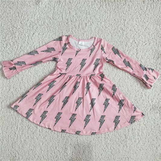 10.4 RTS NO MOQ（In stock）G2-24*;'. Baby Girls Winter Dress Leopard print light pink long-sleeved dress
