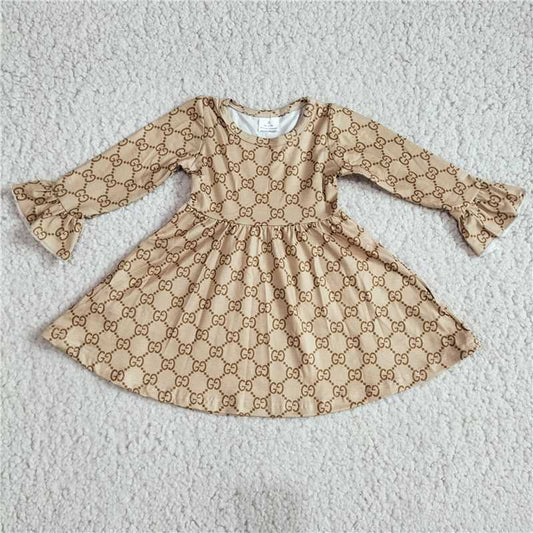 9.24 RTS NO MOQ（In stock）G2-24-4*. Baby Girls Winter Dress Letter Block Plaid Striped Long Sleeve Dress