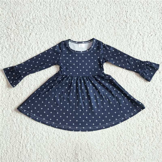 9.16 RTS NO MOQ （In stock）G3-4-5- Baby Girls Winter Dress Baby Girls White four-pointed star black knee-length Dresses