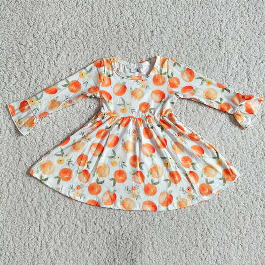 9.17 RTS NO MOQ（In stock）G3-4-5'; Baby Girls Winter Dress Baby Girls Orange peach white knee-length Dresses