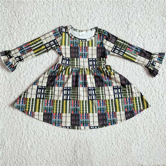 9.18 RTS NO MOQ（In stock）G3-8-1*'. Baby Girls Winter Dress Baby Girls Colorful diamond square long-sleeved dress