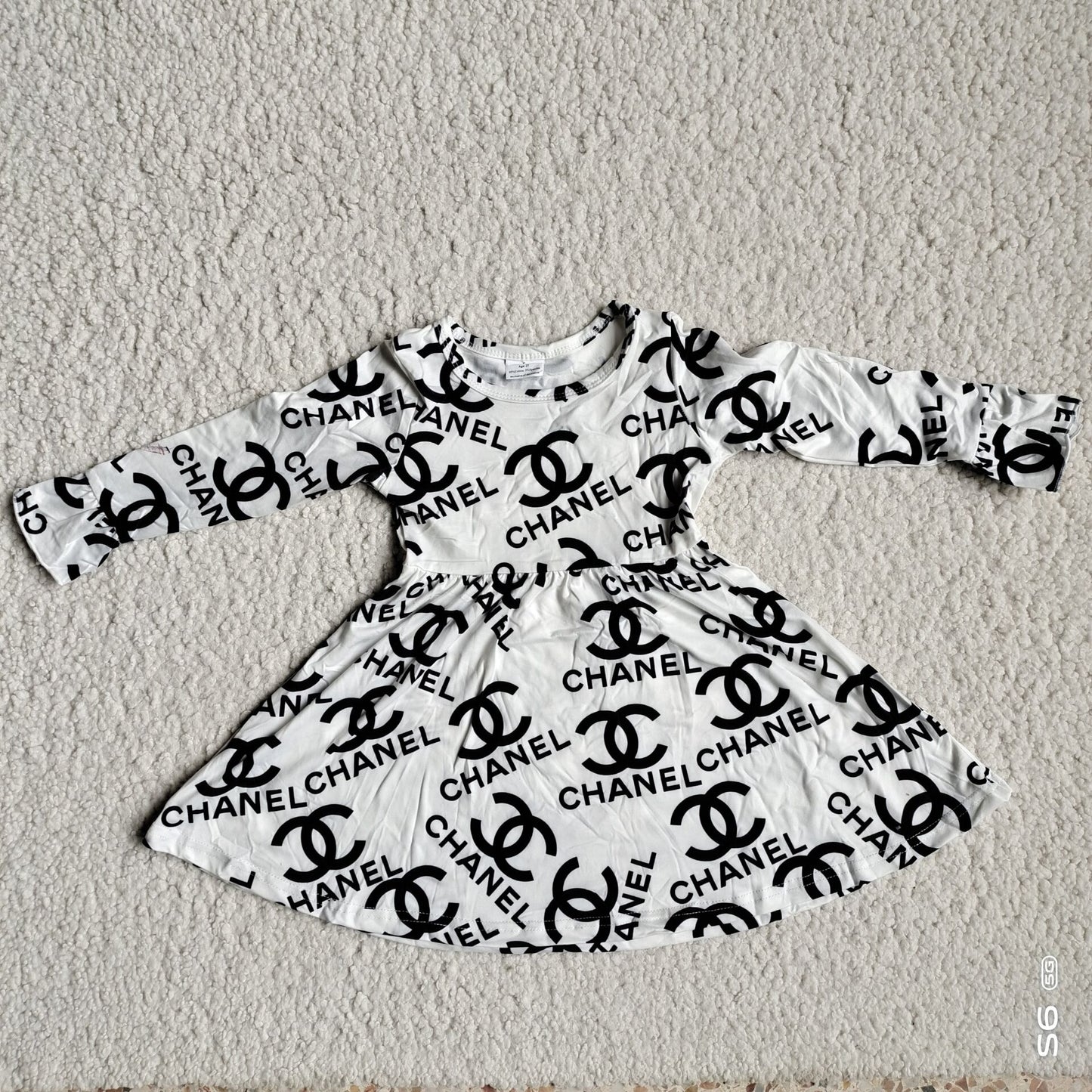 10.4 RTS NO MOQ（In stock）G3-8-1*] Baby Girls Winter Dress White long-sleeved dress