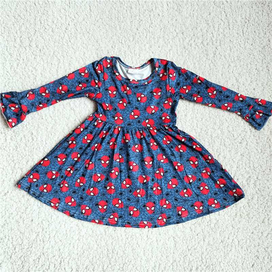 9.20 RTS NO MOQ（In stock）G3-8-1*,. Baby Girls Winter Dress blue long-sleeved dress