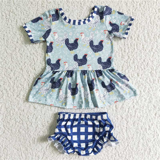 GBO0049 Baby girls chicken bummie sets