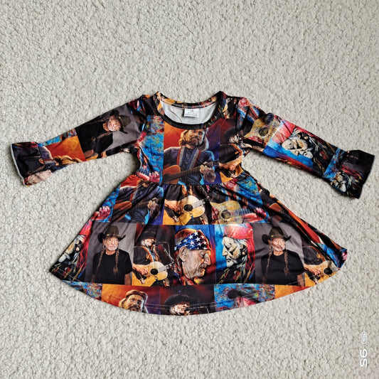 10.2 RTS NO MOQ（In stock）G4-12-3[ Baby Girls Winter Dress Guitar Old Man Long Sleeve Dress