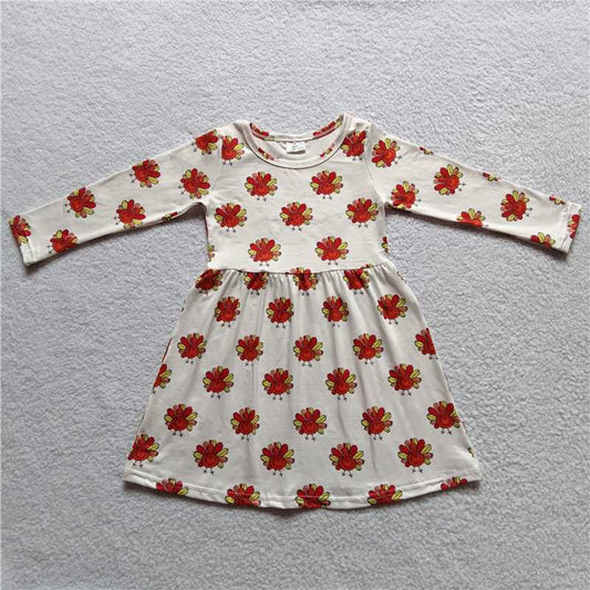 9.18 RTS NO MOQ（In stock）G3-24-4,. Baby Girls Winter Dress Baby Girls Peacock white long-sleeved dress