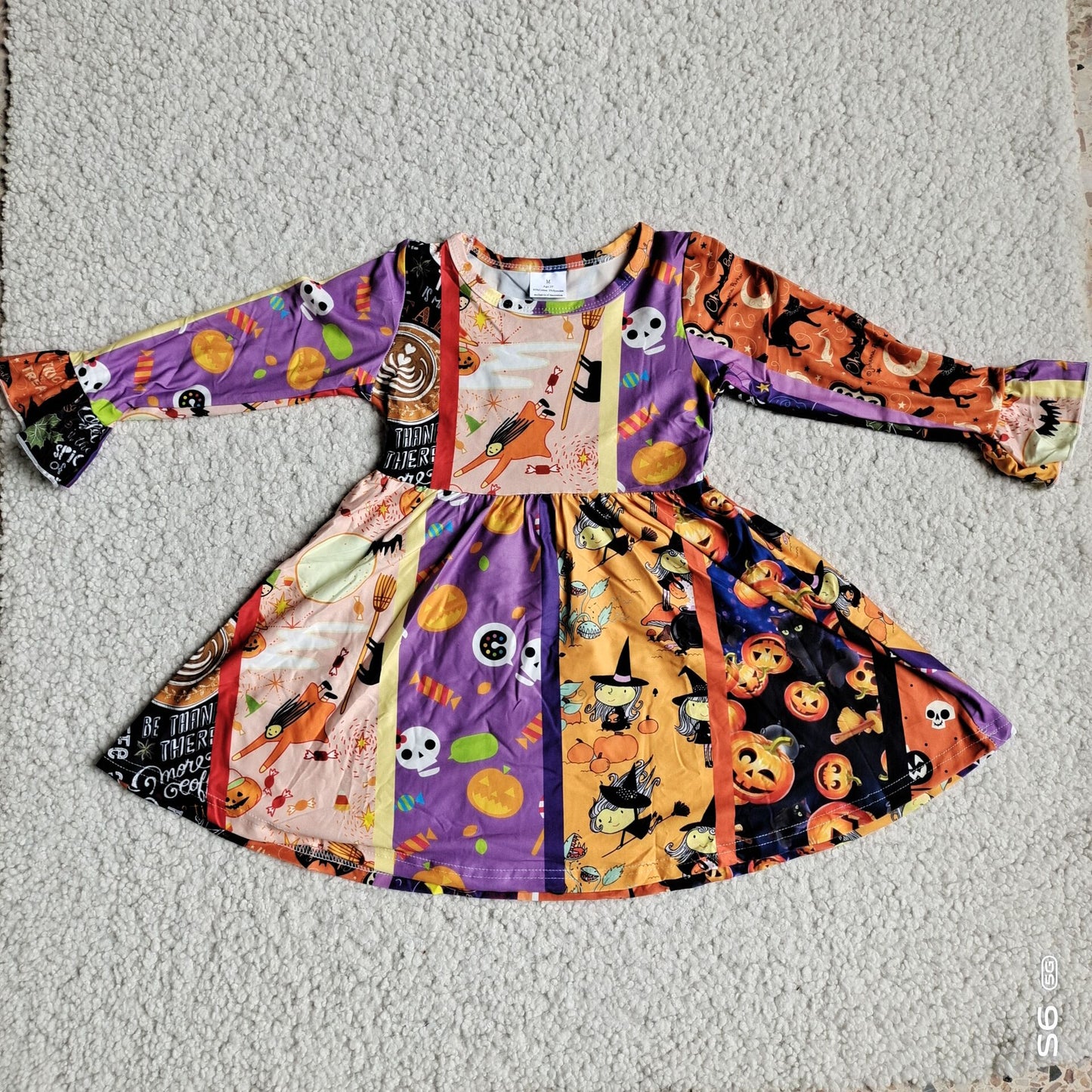 9.27 RTS NO MOQ（In stock）G2-24-5 Baby Girls Winter Dress Pumpkin Split Flared Long Sleeve Dress