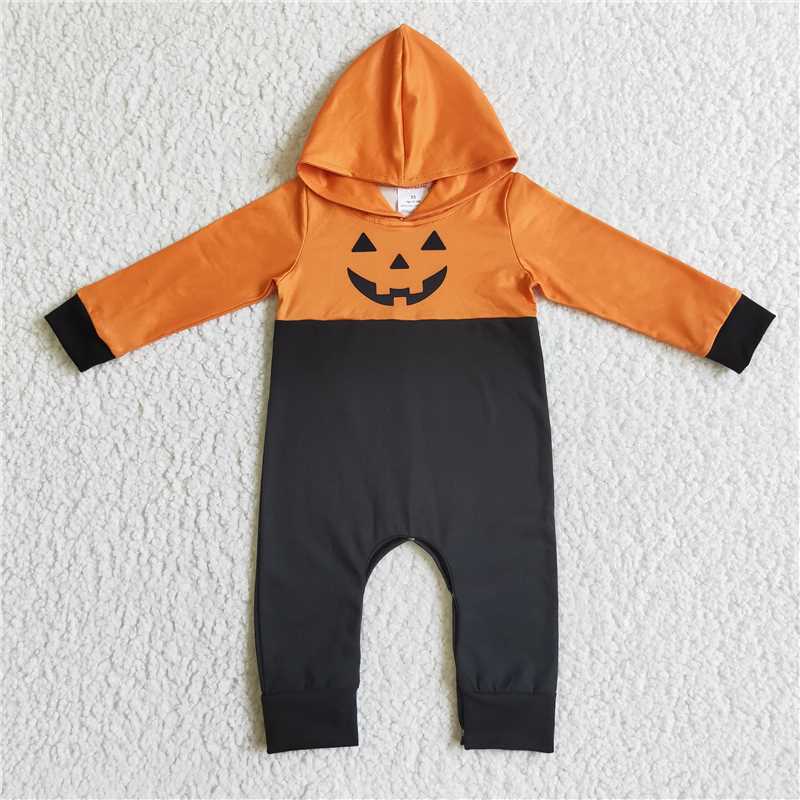 RTS BLP0061 Boys Pumpkin Hooded Long Sleeve Bodysuit