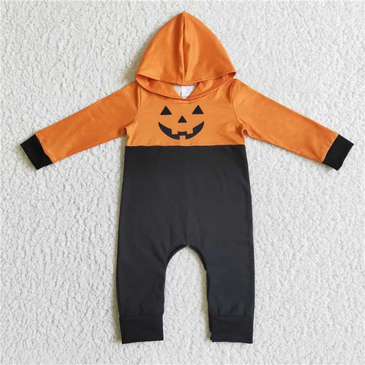 RTS BLP0061 Boys Pumpkin Hooded Long Sleeve Bodysuit