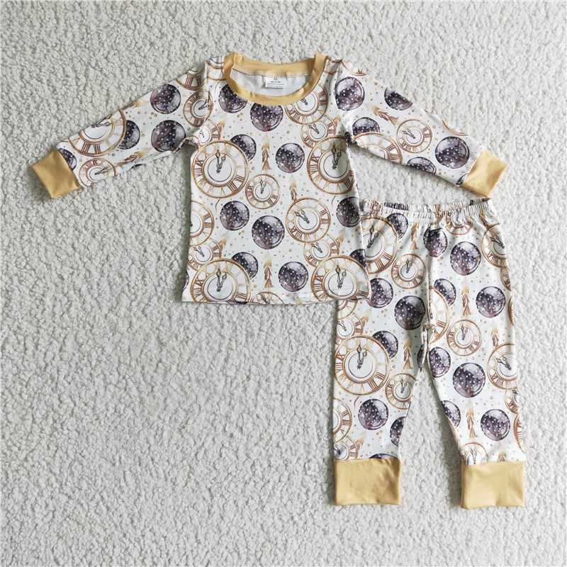 BLP0101 Boys Alarm Clock Long Sleeve Long Pants Pajama Set