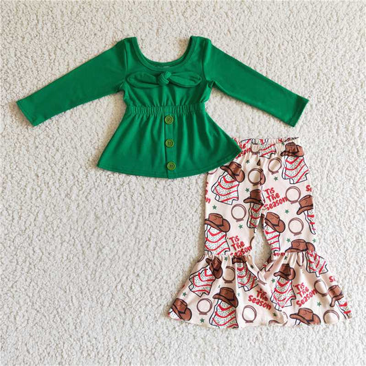 GLP0289Green tunic 'tis the season pants baby girls Christmas clothes