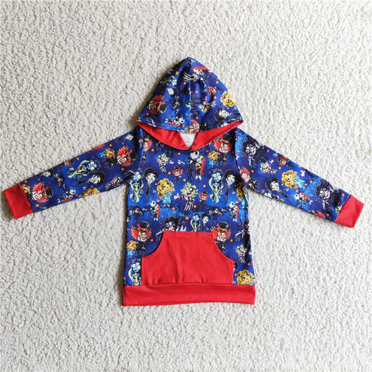 BT0031 Boys cartoon character hooded long-sleeved top with pockets