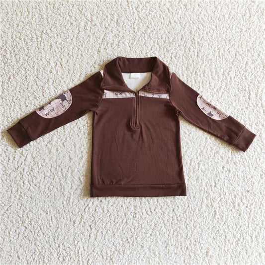 BT0107 	 Baby Boys Cow Western Grey pullovers