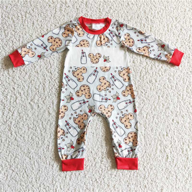 RTS LR0201 Boys Milk Mickey Cookie Long Sleeve Onesie