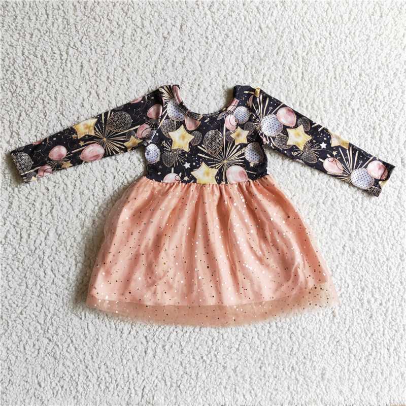 12.17 RTS NO MOQ （In stock）GLD0125 Baby girls balloon tutu knee length dresses