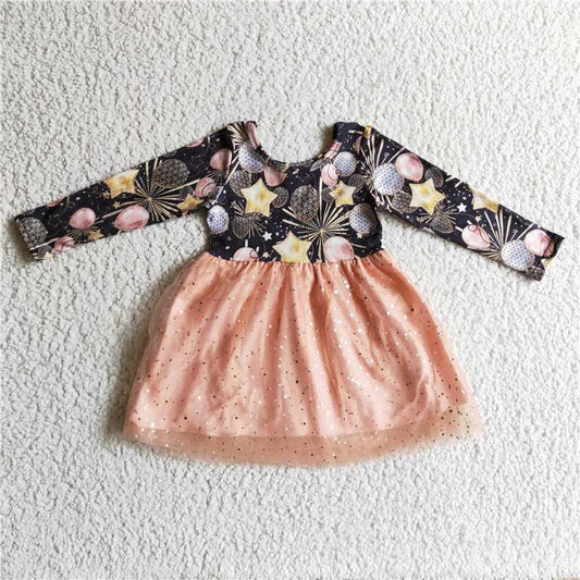 12.17 RTS NO MOQ （In stock）GLD0125 Baby girls balloon tutu knee length dresses