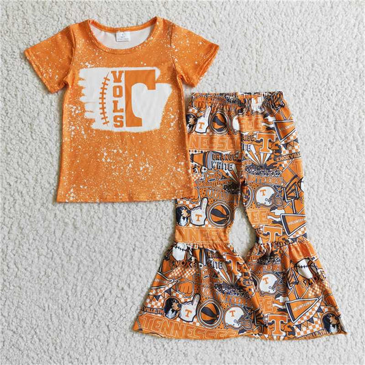 GSPO0241 Girls VOLS orange short-sleeved trousers set