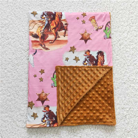 BL0035  Baby Kids Western Pink Cowgirls blankets