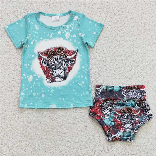 GBO0070  Baby Kids Cow Western Bummie Sets