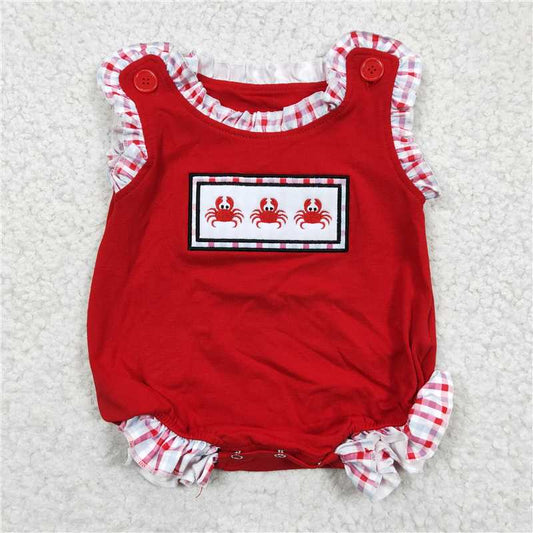 SR0156 RTS NO MOQ Baby Girls Summer Rompers Baby Girls Summer Crab rompers