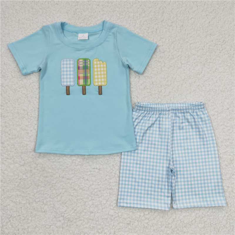 BSSO0129 Sales New RTS No Moq Promotion Baby Boys Popsicle Summer shorts Clothes Sets