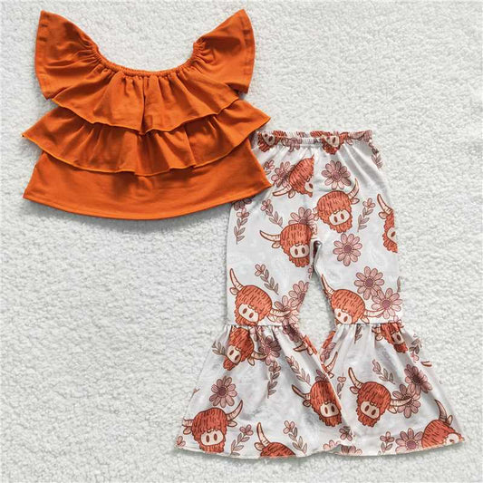 GSPO0464 Girls' Alpine cowberry brown one-shoulder trouser suit