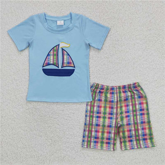 BSSO0127 Baby Boys Summer Boats shorts Clothes Sets