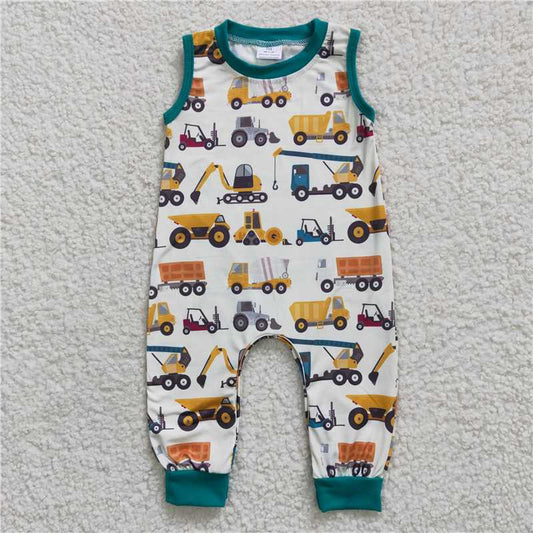 SR0197 Baby Boys Truck Sleeveless Rompers
