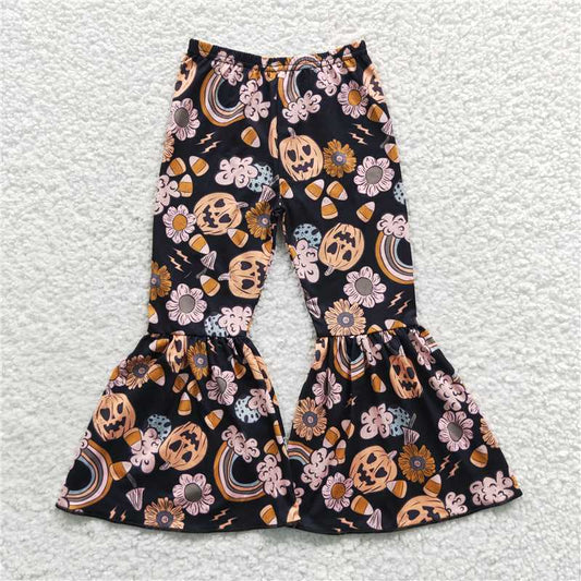 P0151  Baby Girls Halloween Pumpkin Bell Bottom Pants