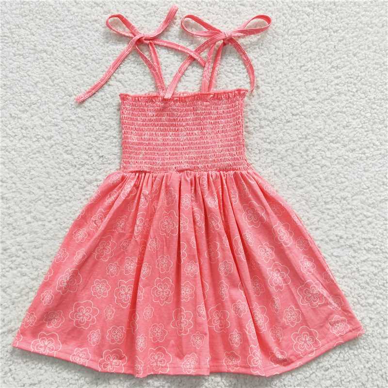 GSD0349 Baby Girls Pink Smocked Knee Length Dresses