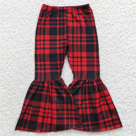P0150  Baby Girls Reed Black Plaid Bell Bottom Pants