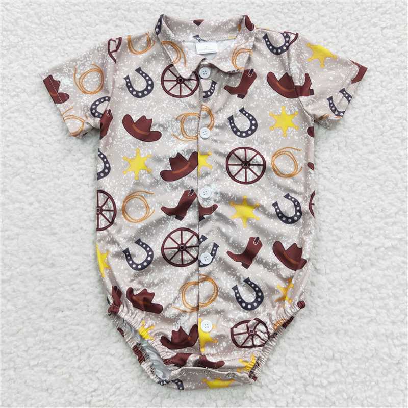 SR0399 Baby Boys Hats Boots Western Rompers