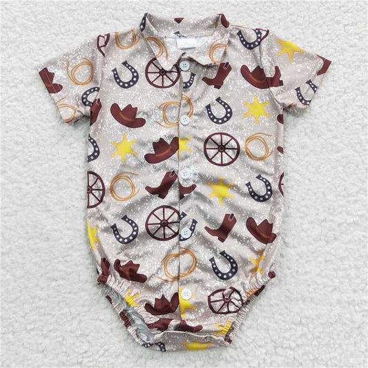 SR0399 Baby Boys Hats Boots Western Rompers