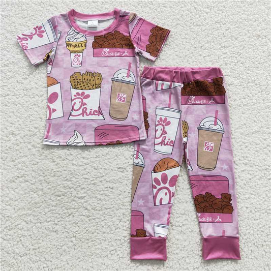 GSPO0696 chick-A pink short-sleeved trousers set