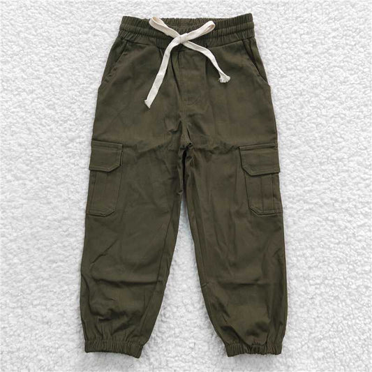 P0135  Baby Kids Dark Green Cargo Pockets Cool Pants