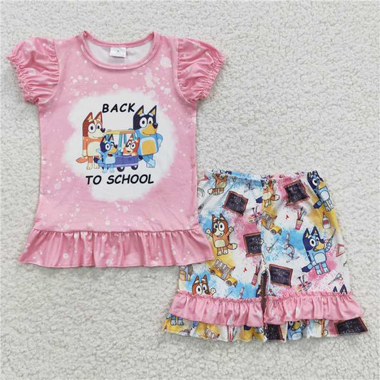 Baby Girls Back To School Dogs Shorts Clothes Sets