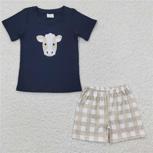 A14-11  Baby boys western cow shorts sets(embroidered)