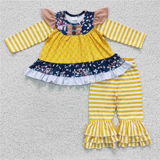 6 A20-11Long sleeve tunic stripe pants baby girls clothing