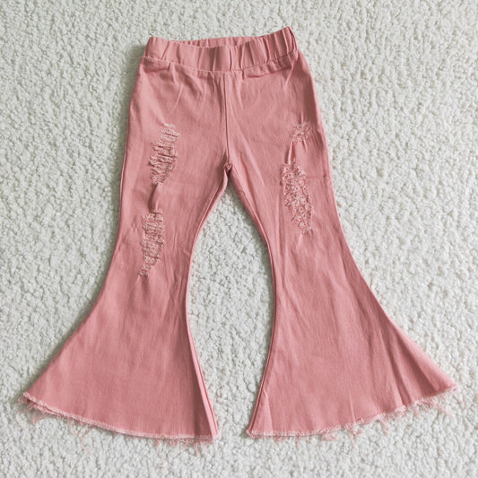 C13-1-2  Baby girls pink denim bell pants sets