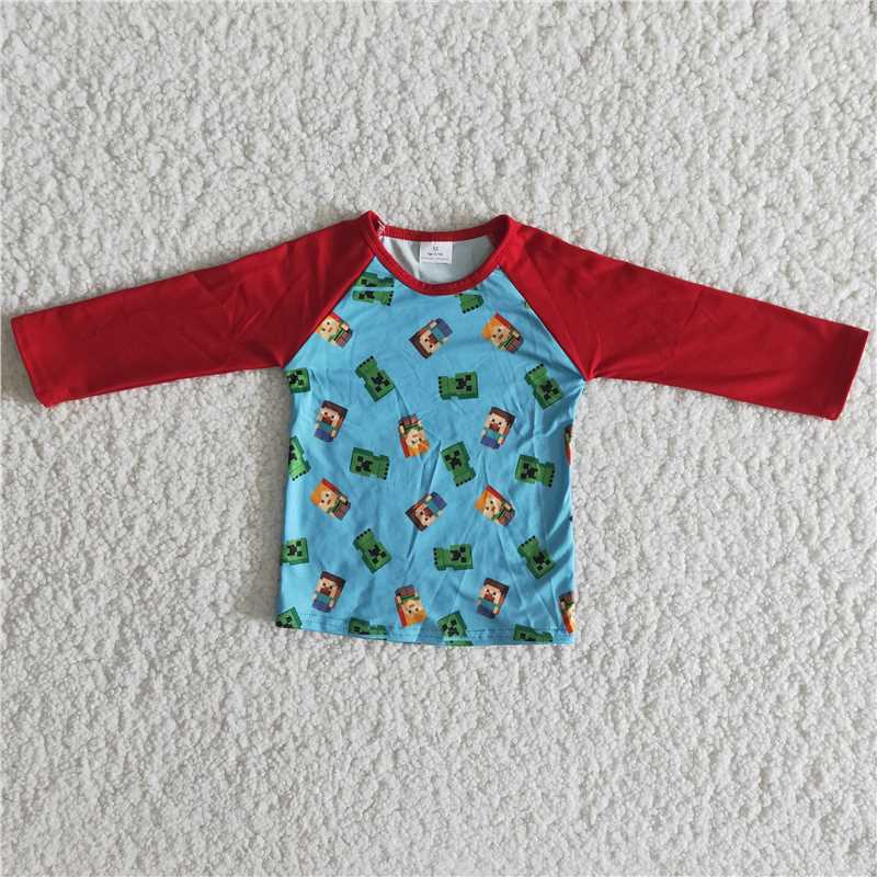 10.13 RTS NO MOQ （In stock）G3-8-2///* Baby Boys Long Sleeve Top Robot Red Long Sleeve Top