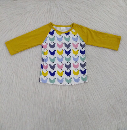 10.13 RTS NO MOQ （In stock）G3-16-4[ Baby Boys Long Sleeve Top Rooster and hen yellow long-sleeved top