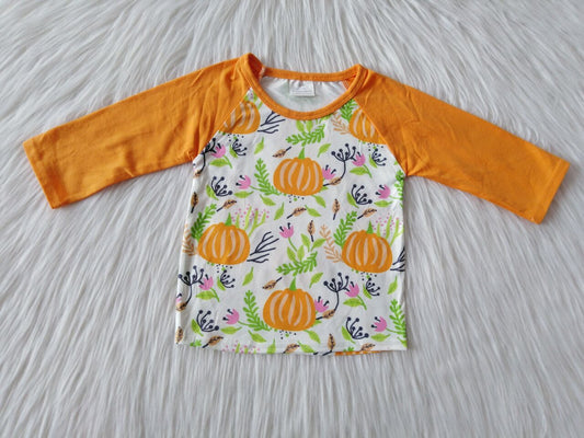 10.13 RTS NO MOQ （In stock）G3-16-1*. Baby Boys Long Sleeve Top Pumpkin Leaf Boys Long Sleeve Top