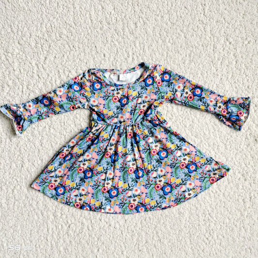 9.26 RTS NO MOQ（In stock）G2-20-8/* Baby Girls Winter Dress Light pink white blue and purple long-sleeved dress
