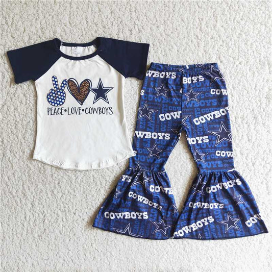 A1-12 Blue hand gesture heart star short-sleeved pants