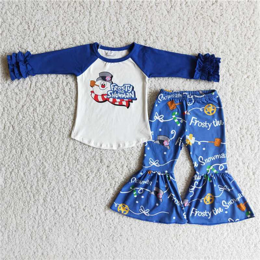 6 A22-4Snowman screen print girls winter clothing