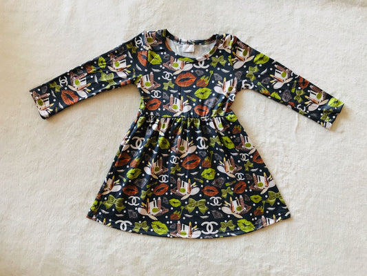 9.17 RTS NO MOQ（In stock）G2-24-*/5 Baby Girls Winter Dress Baby Girls Lips long sleeve dress