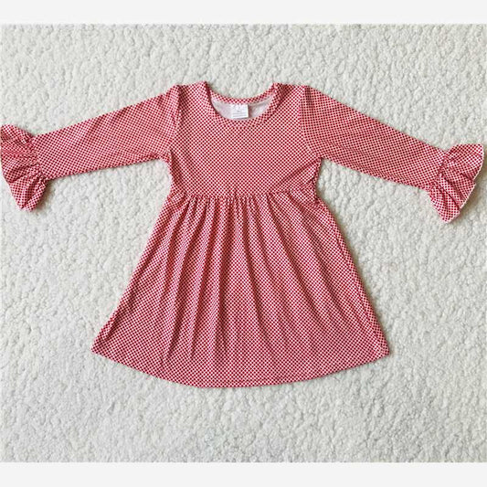 9.26 RTS NO MOQ（In stock）G3-8-2;[* Baby Girls Winter Dress Red plaid long-sleeved skirt